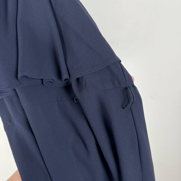 Eliza J Dress Womens Size 4 Tiered Popover Halter Navy Blue Flouncy Sleeveless - Picture 9 of 9